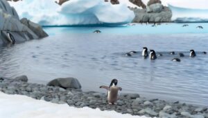 adelie penguins learn swimming