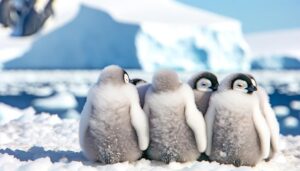 adorable fluffy baby penguins