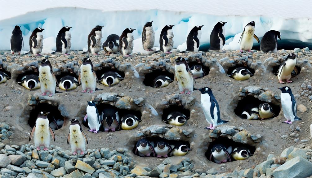 adorable penguins dig holes