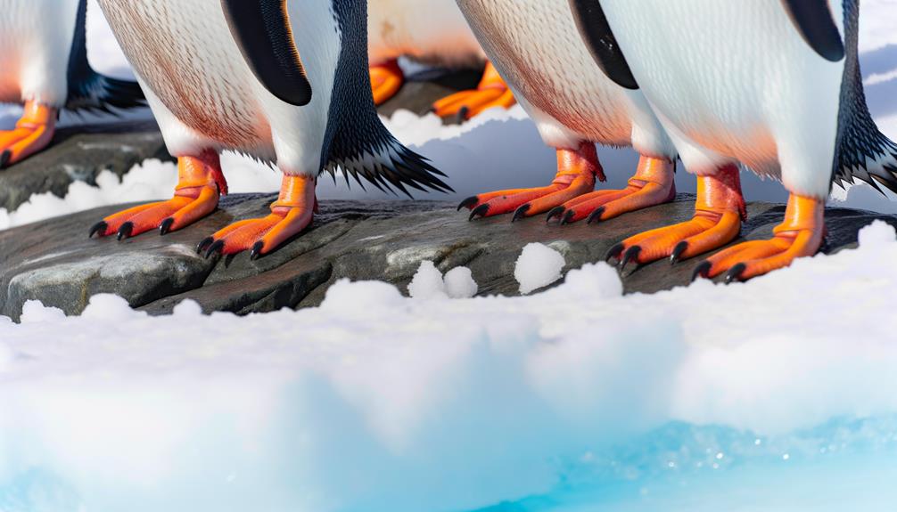 antarctic penguins with orange feet