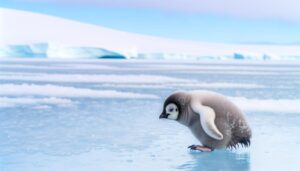 baby penguin learning walk