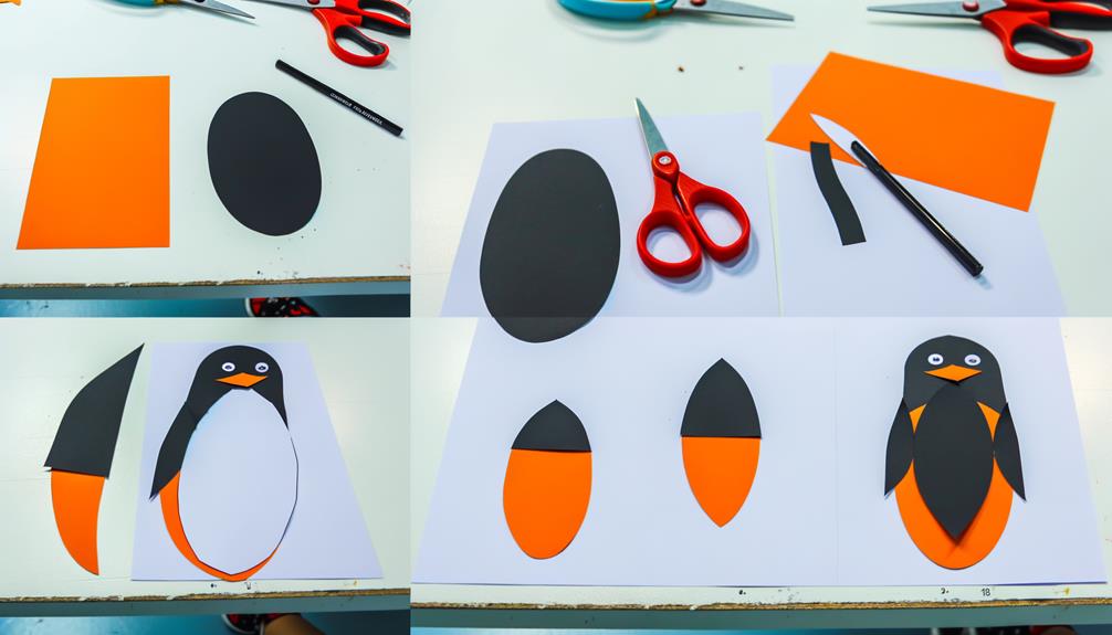 cutting penguin shapes out