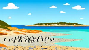 magellanic penguins inhabit island