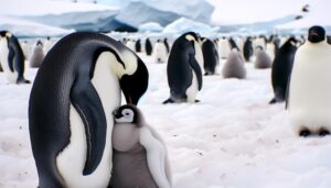 male penguins feed chicks