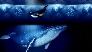 penguin diving vs blue whales