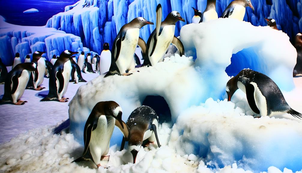 penguins dig in snow