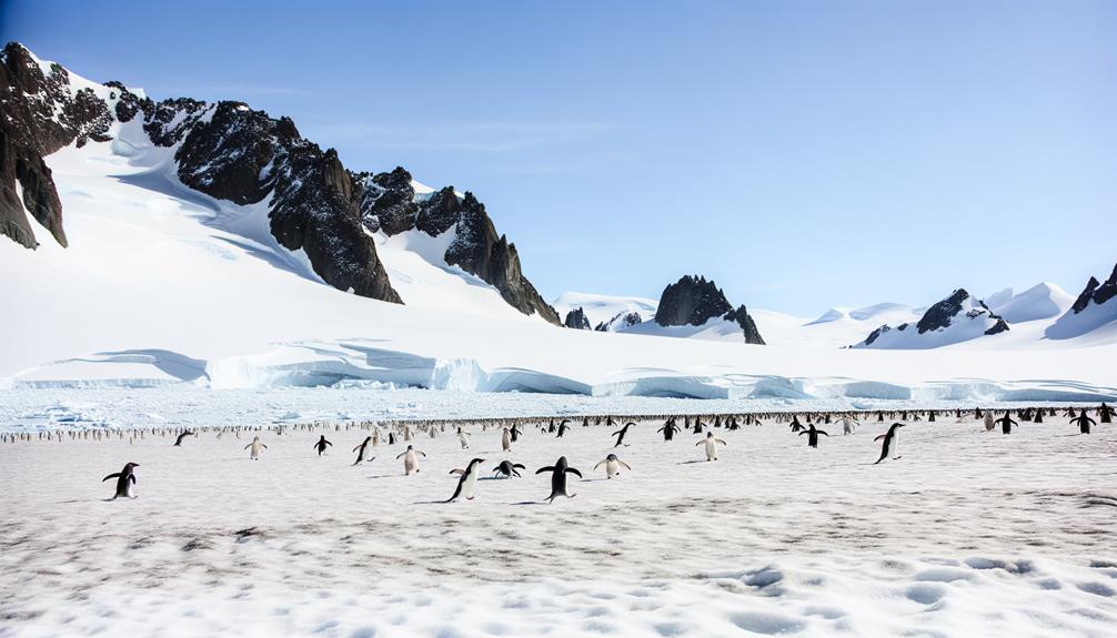 penguins exploring the land