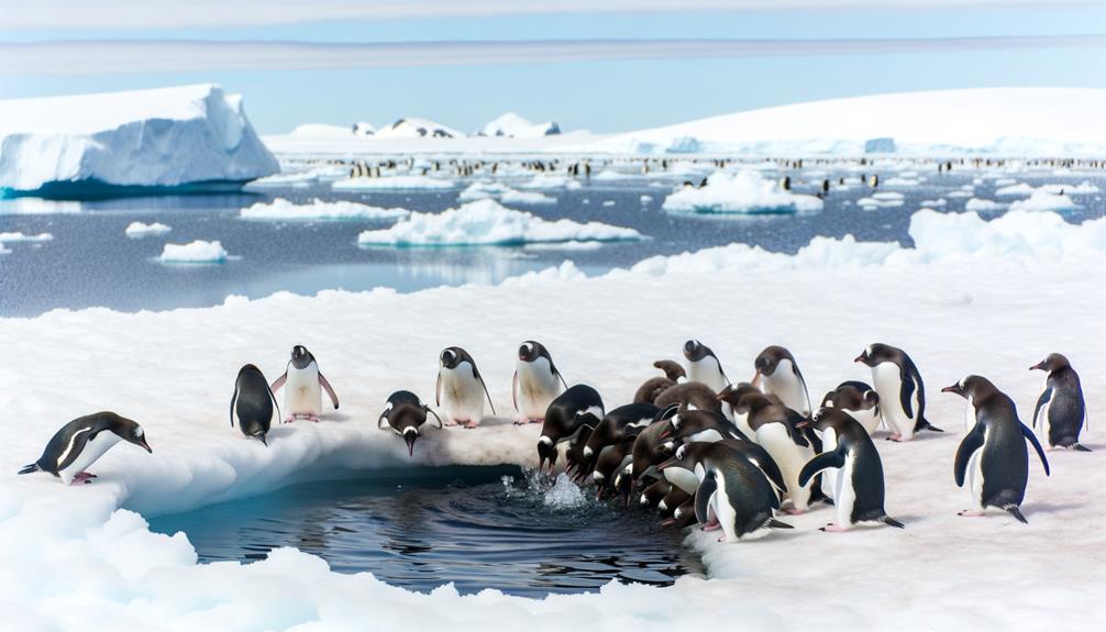 penguins in antarctica s water