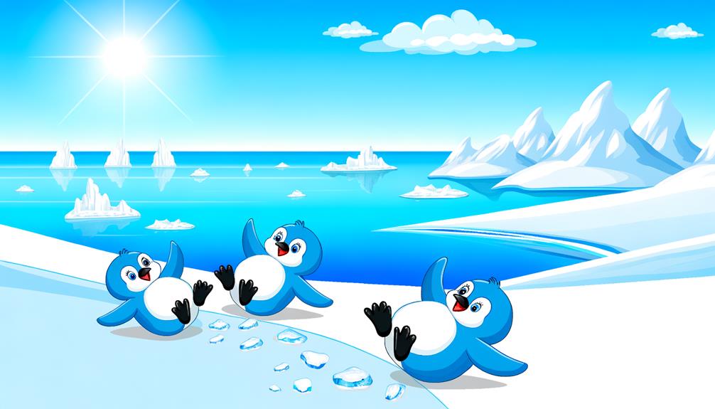 sliding penguins on ice