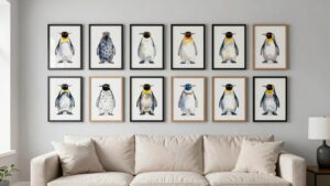 adorable penguin themed wall prints