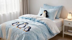 cozy cute penguin kids bedding