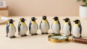 seven adorable rare penguin figures