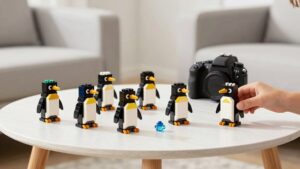 seven penguin building sets