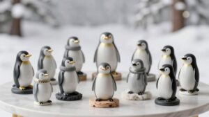adorable chic penguin tabletop decor