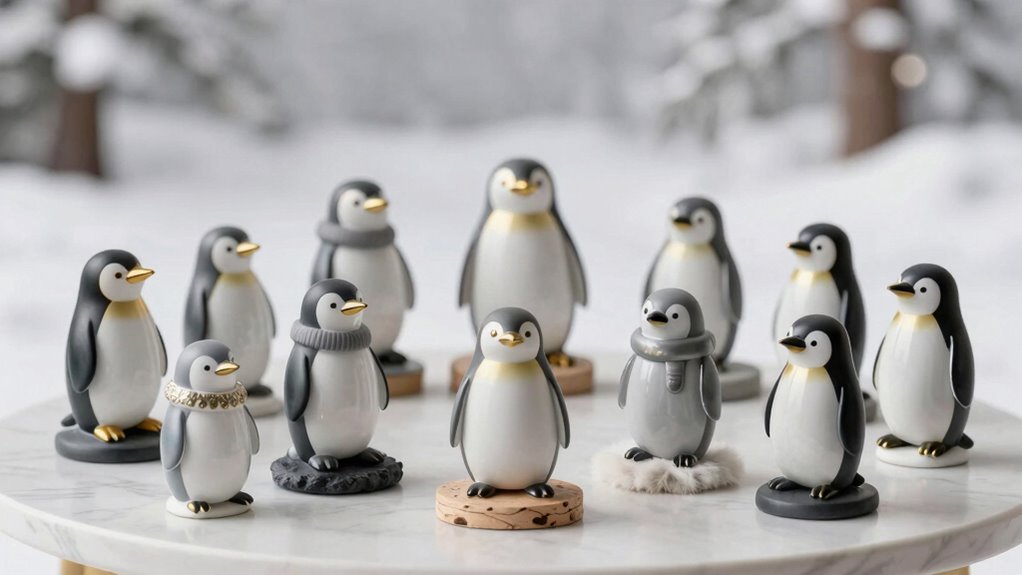 adorable chic penguin tabletop decor
