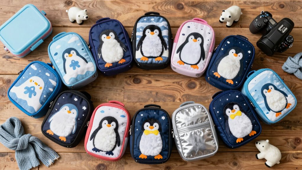 adorable functional penguin lunchbags