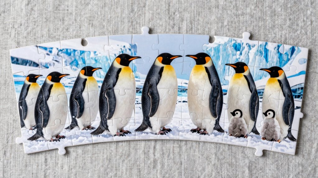 seven 1000 piece penguin puzzles