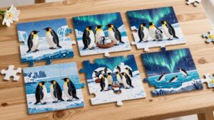 seven charming penguin puzzles