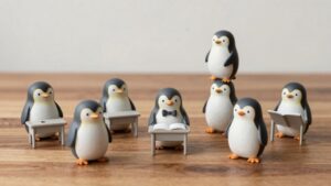 whimsical penguin desk statues