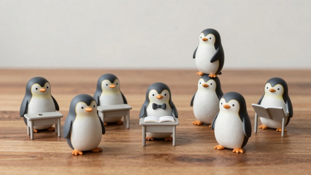 whimsical penguin desk statues